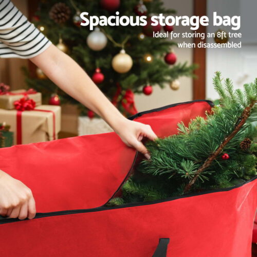 Jingle Jollys Christmas Tree Storage Bag Fits Up to 8ft Tree Xmas Fabric Bag Red - Image 5