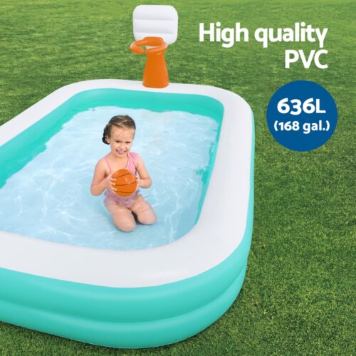 Bestway Kids Inflatable Pool Above Ground Play Pools Basketball Hoop 251x168cm - Image 4