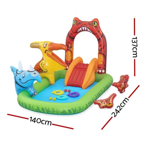 Bestway Kids Inflatable Play Splash Pool with Slide Ball Tossing Toys 242x140cm - Image 2