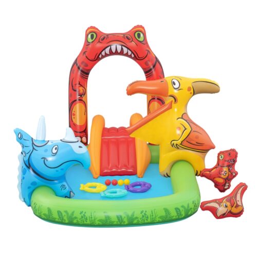 Bestway Kids Inflatable Play Splash Pool with Slide Ball Tossing Toys 242x140cm - Image 3