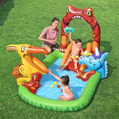 Bestway Kids Inflatable Play Splash Pool with Slide Ball Tossing Toys 242x140cm - Image 7