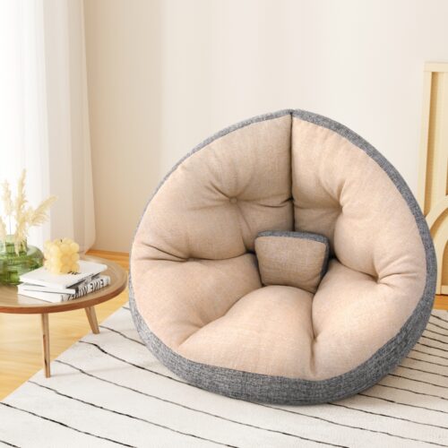 Artiss Floor Lounge Sofa Bed Chair Foldable Washable Beige - Image 5