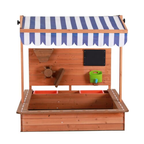 Keezi Kids Sandpit Wooden Canopy Sandbox With Cover Funnel Outdoor Toys 110cm - Image 3