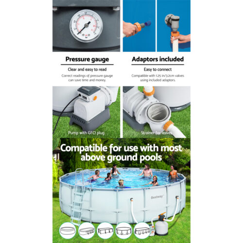 Bestway Pool Pump Sand Filter 3000GPH 11355L/H Pools Flowclear Filters - Image 6