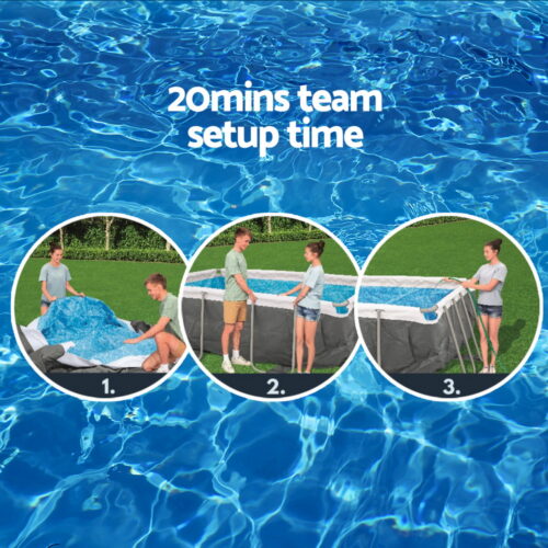 Bestway Swimming Pool 282x196x84cm Steel Frame Above Ground Pools Filter Pump 3662L - Image 6