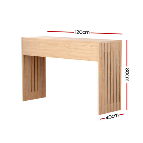 Artiss Console Table Hallway Fluted 120CM Pine - Image 4
