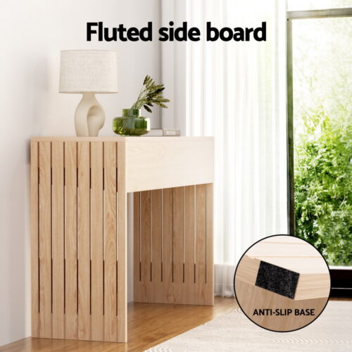 Artiss Console Table Hallway Fluted 120CM Pine - Image 8