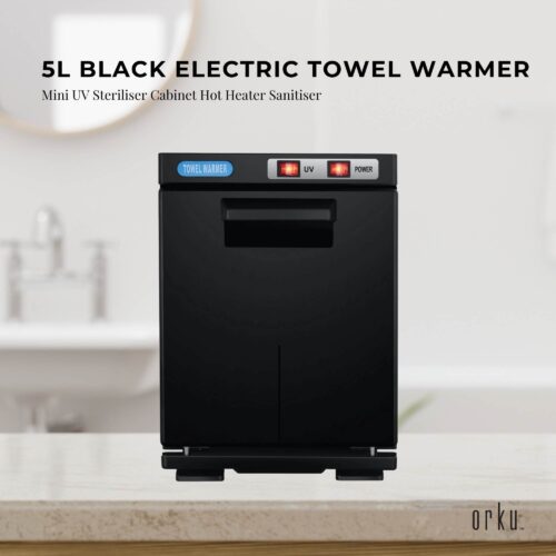 5L Black Electric Hand Towel Warmer Mini UV Steriliser Cabinet Hot Heater Sanitiser - Image 2