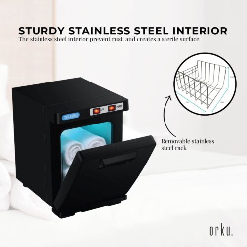 5L Black Electric Hand Towel Warmer Mini UV Steriliser Cabinet Hot Heater Sanitiser - Image 4