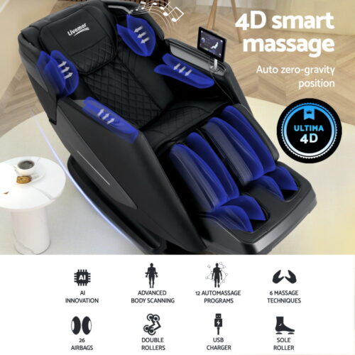 Livemor 4D Massage Chair Electric Recliner Home Massager Black - Image 3