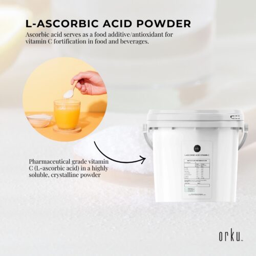 Orku 5Kg Vitamin C Powder in Tub Pure L-Ascorbic Acid USP Grade Non-GMO - Image 4