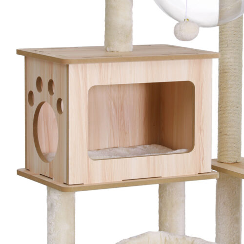 i.Pet Cat Tree Tower Scratching Post Scratcher 142cm Wood Bed Condo House - Image 4