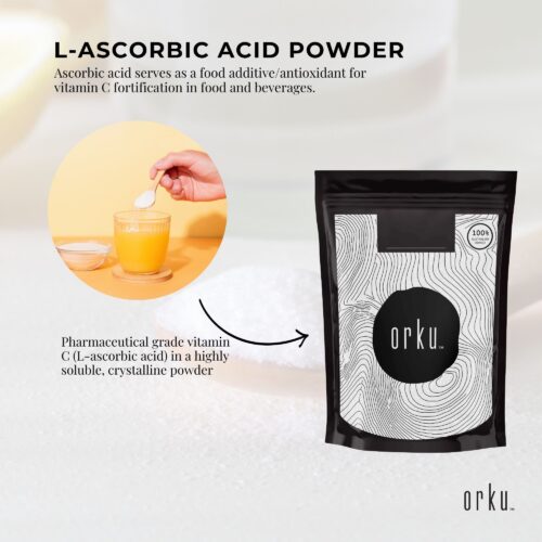 Orku 100g Vitamin C Powder Pure L-Ascorbic Acid USP Grade Non-GMO - Image 4
