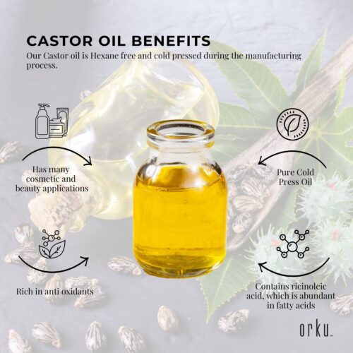 500ml Castor Oil Hexane Free Cold Pressed Virgin Skin Hair Care - Image 3