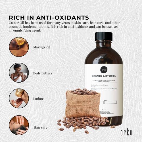1L Organic Castor Oil Hexane Free Cold Pressed Anti Oxidant Skin Hair Care - Image 2