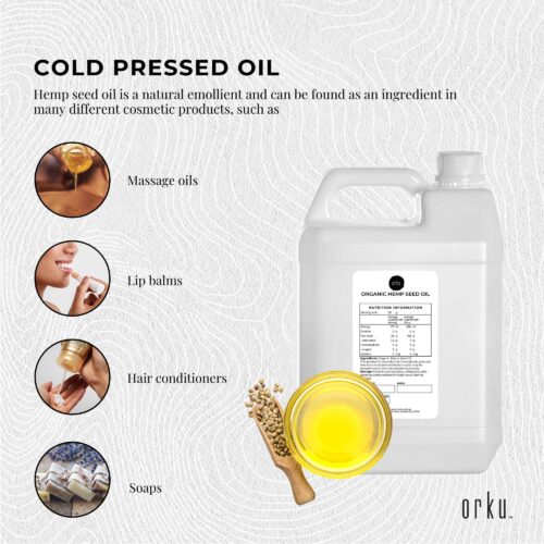Orku 5L Organic Hemp Seed Oil Cold Pressed Food Grade Oils - Image 2