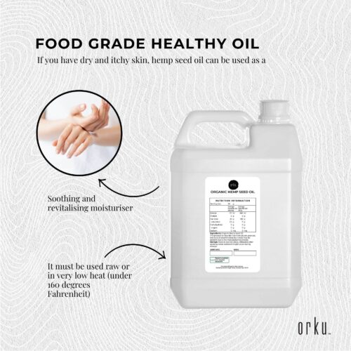 Orku 5L Organic Hemp Seed Oil Cold Pressed Food Grade Oils - Image 3