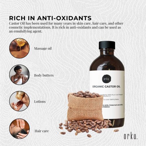 100ml Organic Castor Oil Hexane Free Cold Pressed Anti Oxidant Skin Hair Care - Image 2