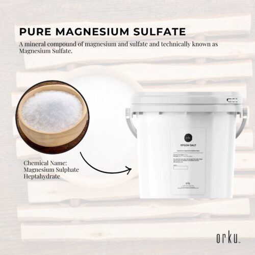Orku 5kg Epsom Salt Tub Magnesium Sulphate For Bath Skin Body Skin Care - Image 3