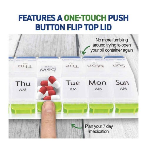 AM/PM Weekly Pill Box 7 Day Tablet Medicine Organiser Holder Case 14 Compartment - Image 2