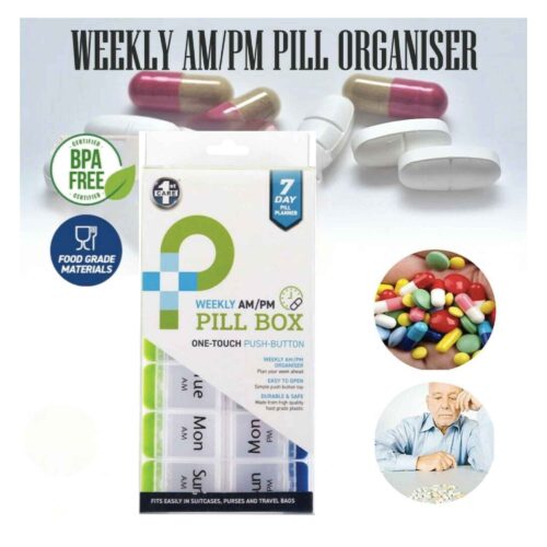 AM/PM Weekly Pill Box 7 Day Tablet Medicine Organiser Holder Case 14 Compartment - Image 4
