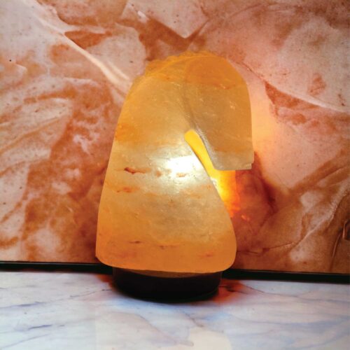 12V 12W Horse Himalayan Pink Salt Lamp Carved Knight Rock Crystal Light Bulb On/Off - Image 3