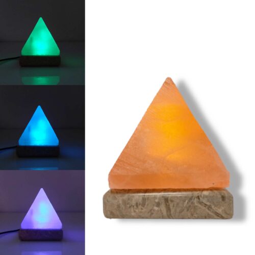 USB Colour Changing Salt Himalayan Lamp Pyramid Shape Pink Rock LED Light