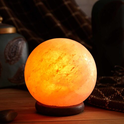 12V 12W 6.5" Ball Himalayan Pink Salt Lamp Carved Rock Crystal Light Bulb On/Off - Image 5
