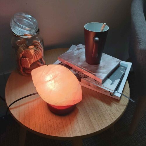 12V 12W Rugby Himalayan Pink Salt Lamp Carved Footy Rock Crystal Light Bulb On/Off - Image 3