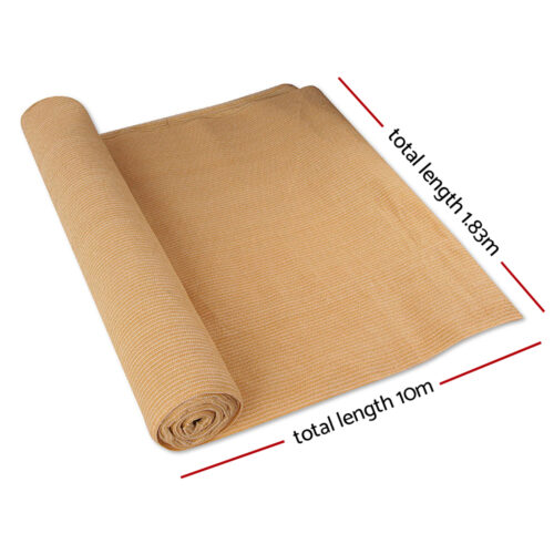 Instahut 50% Shade Cloth 1.83x10m Shadecloth Sail Hevy Duty Beige - Image 2