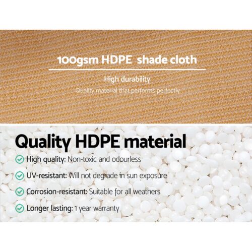 Instahut 50% Shade Cloth 1.83x10m Shadecloth Sail Hevy Duty Beige - Image 5