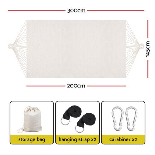 Gardeon Hammock Bed w/ Travel Bag Outdoor Lounge Chair Cream - Image 2