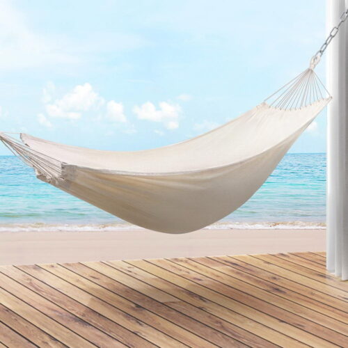 Gardeon Hammock Bed w/ Travel Bag Outdoor Lounge Chair Cream - Image 7