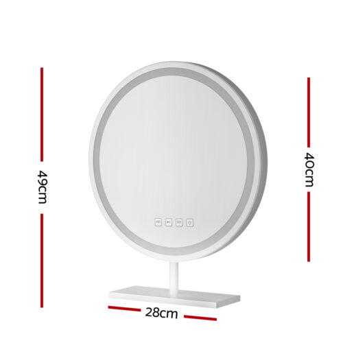 Embellir Makeup Mirror 40x40cm Hollywood Vanity with LED Light Tabletop Round - Image 2