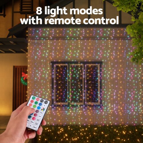 3X6M Christmas Lights Curtain Light 960 LED RGB Remote Jingle Jollys - Image 7