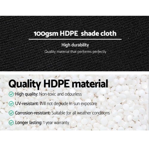 Instahut 50% Shade Cloth 3.66x20m Shadecloth Sail Heavy Duty Black - Image 5