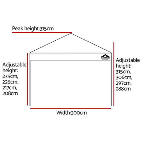 Instahut Gazebo Pop Up Marquee 3x3 Folding Tent Outdoor Camping 500D Oxford Blue - Image 2