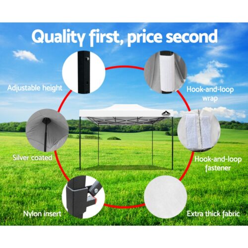 Instahut Gazebo Pop Up Marquee 3x4.5 Folding Tent 500D Oxford Fabric White - Image 6