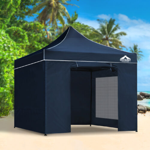 Instahut Gazebo Pop Up Marquee 3x3 Folding Tent Gazebos Camping 500D Oxford Navy - Image 8