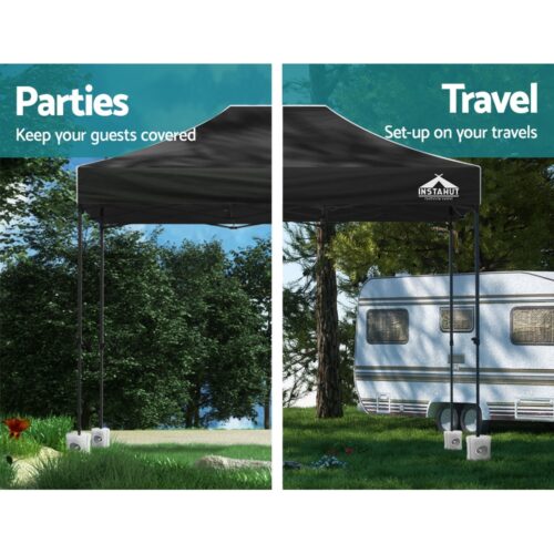 Instahut Gazebo Pop Up Marquee 3x4.5 Folding 500D Wedding Tent Base Pod Black - Image 4
