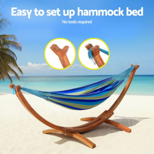 Gardeon Hammock Bed Stand Larch Wood 315cm Length - Image 5