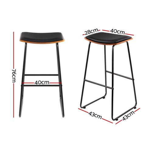 Artiss 4x Bar Stools Leather Padded Metal - Image 2