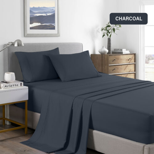Royal Comfort Bamboo Cooling 2000TC Sheet Set Single Charcoal - Image 5