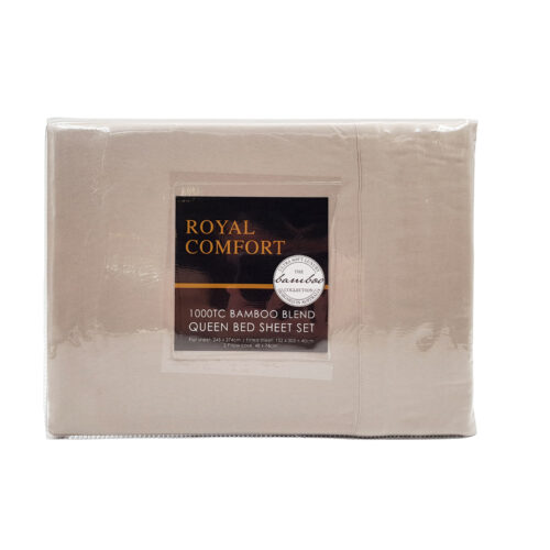 Royal Comfort Blended Bamboo Sheet Set Warm Grey Queen - Image 4