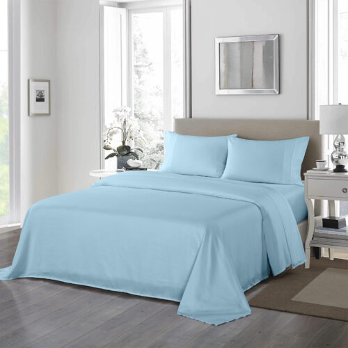 Royal Comfort 1200TC Ultrasoft 4-Piece Sheet Set  Queen  Sky Blue