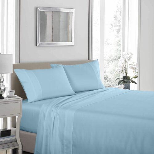 Royal Comfort 1200TC Ultrasoft 4-Piece Sheet Set  Queen  Sky Blue - Image 2