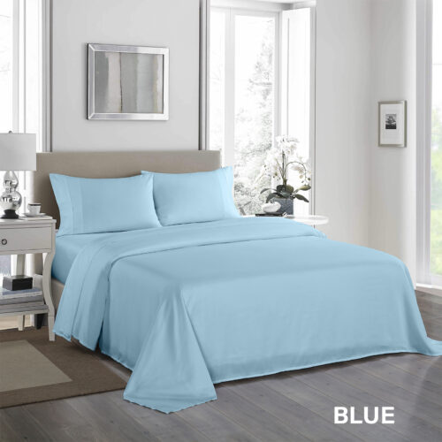 Royal Comfort 1200TC Ultrasoft 4-Piece Sheet Set King Sky Blue - Image 6