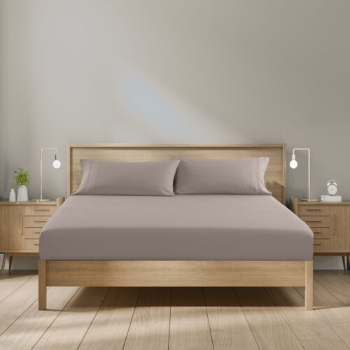 Royal Comfort 1500TC Cotton Rich 3-Piece Bed Sheets Set Stone DOUBLE