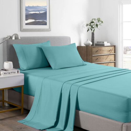 Royal Comfort Bamboo Cooling 2000TC Sheet Set King Aqua