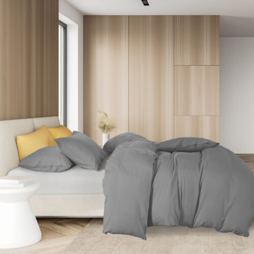 Royal Comfort 1000TC Cotton Blend Quilt Cover Set King Charcoal - Image 3